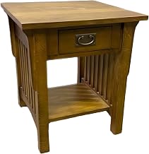 Starlight Canyon Home Solid Wood Mission-Style End Table with Drawer, Side Table for Living Room or Bedroom, Walnut