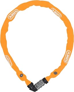 1200 Web Chain Lock - Special Steel Combination Lock - ABUS Security Level 2 - 60 cm - Black/Orange | Lightweight bicycle lock with security level 2, textile tube against scratches and 3 digit combination 200 g.