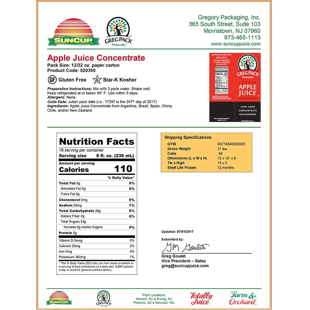 Juice Concentrate - 3 Plus 1 Apple by Juice Concentrate Frozen – Pack of 12