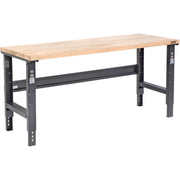 Adjustable Height Workbench C-Channel Leg by Global Industrial – 30"L x 72"W x 3"H, Steel, Black/Maple, Model 183168BK