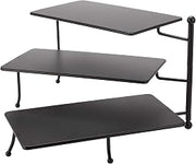 American Metalcraft TPREC3 Rectangular Three-Tier Stand, Foldable, Black
