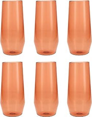 Fortessa Sole Outdoor Shatter Resistant BPA Free Premium Copolyester Plastic Drinkware 6 Pack, Terra Cotta Orange, Iced Tea Glass