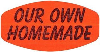 Our Own Homemade Label Fluorescent Red Grabber Grocery Store Labels Black Imprint - 1 3/8" L x 7/8" H 1000 Per Roll