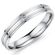 Womens 3mm Channel Set White Line CZ Inlay Stainless Steel Ring Wedding Engagement Silver Lady Band by Fashion Month – Titanium, Silver,White, Model tg-ring352-8
