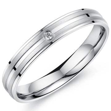 Womens 3mm Channel Set White Line CZ Inlay Stainless Steel Ring Wedding Engagement Silver Lady Band by Fashion Month – Titanium, Silver,White, Model tg-ring352-8
