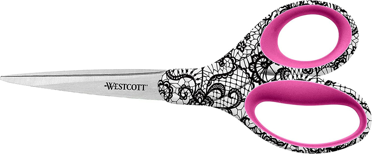 Trendsetter Straight Lace Pattern Scissor by Westcott – 8", Plastic, Multi, Model 16660