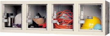Global Clear View Locker 4 Person Wall 12x18x12-4 Doors Unassembled - Tan