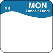 DayMark Safety Systems MoveMark IT110034 Day of the Week Trilingual Removable Label, Monday, 1" x 1", Blue (Roll of 1000)