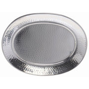 Oval Hammered Stainless Steel Serving Tray - 15"L x 11"W x 1"H by HUBERT – Stainless Steel, Silver