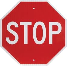 Global Industrial Stop, Aluminum Sign, .080mm Thick, White/Red