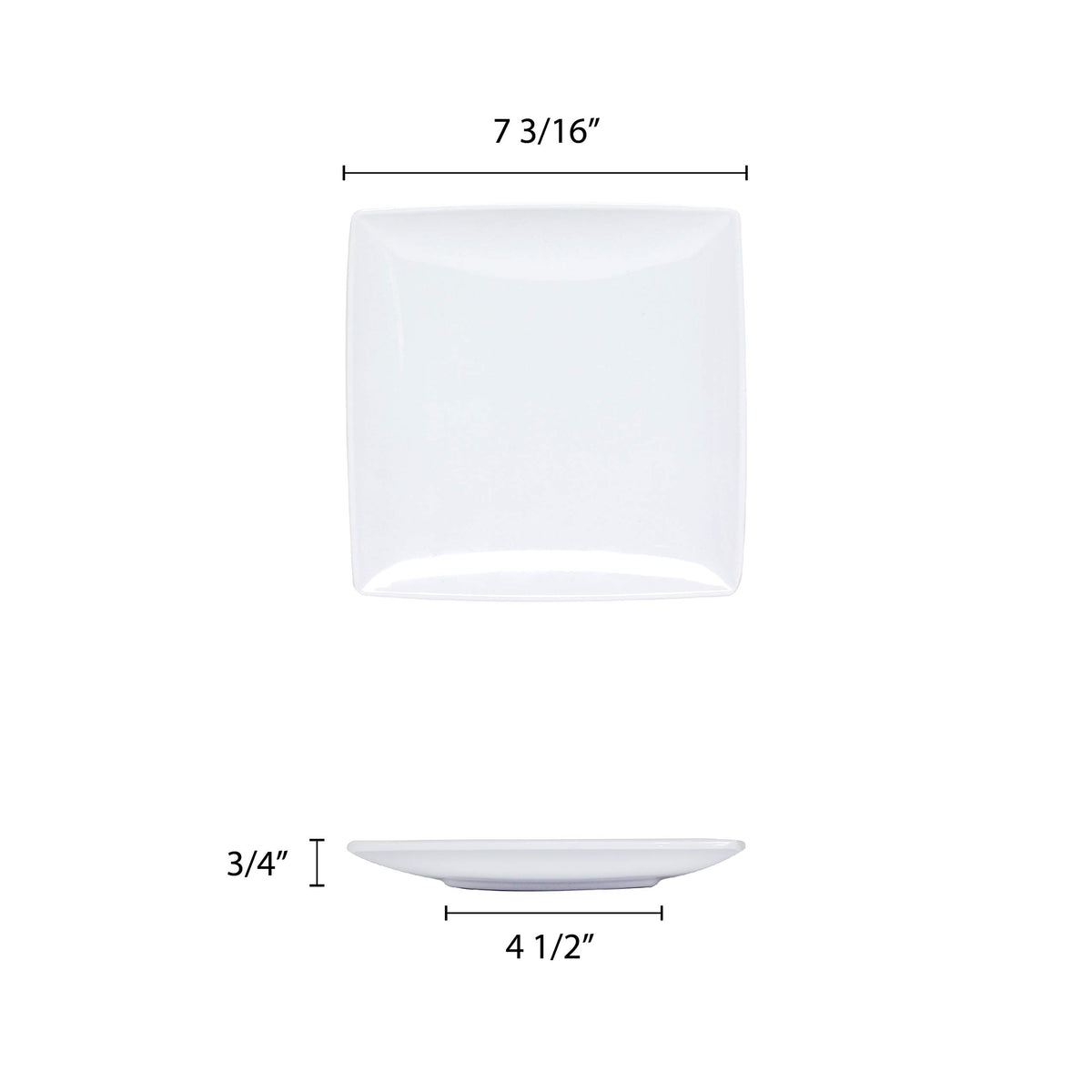 Classic white melamine dinnerware collection 7 1/4" square plate by Thunder Group – Large, Melamine, White, Model 29007WT