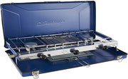 Campingaz Chef Folding Double Burner Stove and Grill, compact gas cooker for camping or festivals, Blue