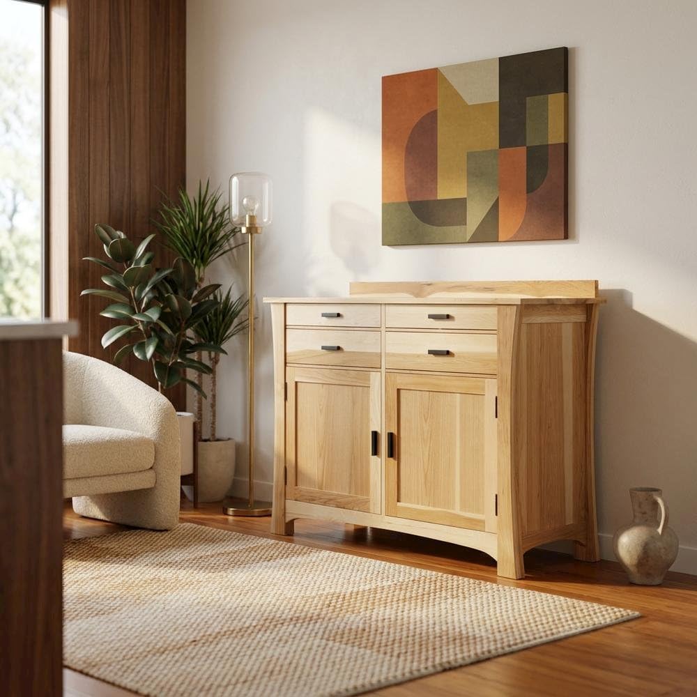 Natural Brown Cattail Bungalow Sideboard by Starlight Canyon Home – Solid American Hickory, Brown