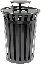 Global Industrial Heavy-Duty 36 Gallon Cap Outdoor Metal Slatted Trash Can