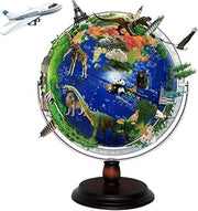 Globe, 11.8 Inch with Stand 3D Embossed 720° Rotating Globe Educational Kids Clear Text Marking