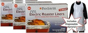 PanSaver Foil Electric Roaster Oven Liners, 3 Box Bundle (6 Liners). Fits 16,18, 22 Quart Roasters. Includes 3 FREE Superior Individually Wrapped Aprons. Ideal for roasting meats, poultry, turkey.