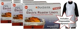 PanSaver Foil Electric Roaster Oven Liners, 3 Box Bundle (6 Liners). Fits 16,18, 22 Quart Roasters. Includes 3 FREE Superior Individually Wrapped Aprons. Ideal for roasting meats, poultry, turkey.