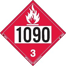 Labelmaster ZT2-1090 UN 1090 Flammable Liquid Hazmat Placard, Tagboard (Pack of 25)