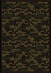 Joy Carpets Kaleidoscope Funky Camo Whimsical Area Rugs, Dark Army