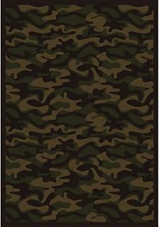 Joy Carpets Kaleidoscope Funky Camo Whimsical Area Rugs, Dark Army