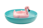 Flamingo Pool Float Chip and Dip Platter by 10 Strawberry Street – Large, Dolomite, BLUE/PINK, Model PFT-19-15-DS1