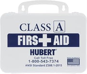 HUBERT First Aid Kit with White Plastic Case Class A - 10" L x 3" D x 7" H