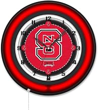 Holland Bar Stool Clk19BKNCarSt NCAA 19 in. Dia. North Carolina State University Double Neon Wall Clock Black