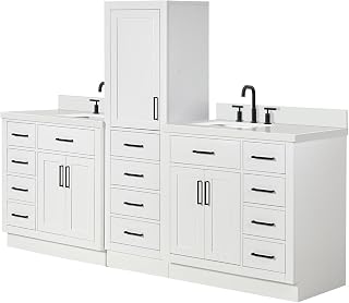 Ariel Hepburn 94" Double Bathroom Vanity With Linen Cabinet