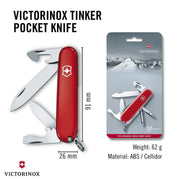 Swiss Army Tinker Pocket Knife by Victorinox – 3.6" x 1.0" x 0.6", Stainless Steel, Red, Model 1.4603