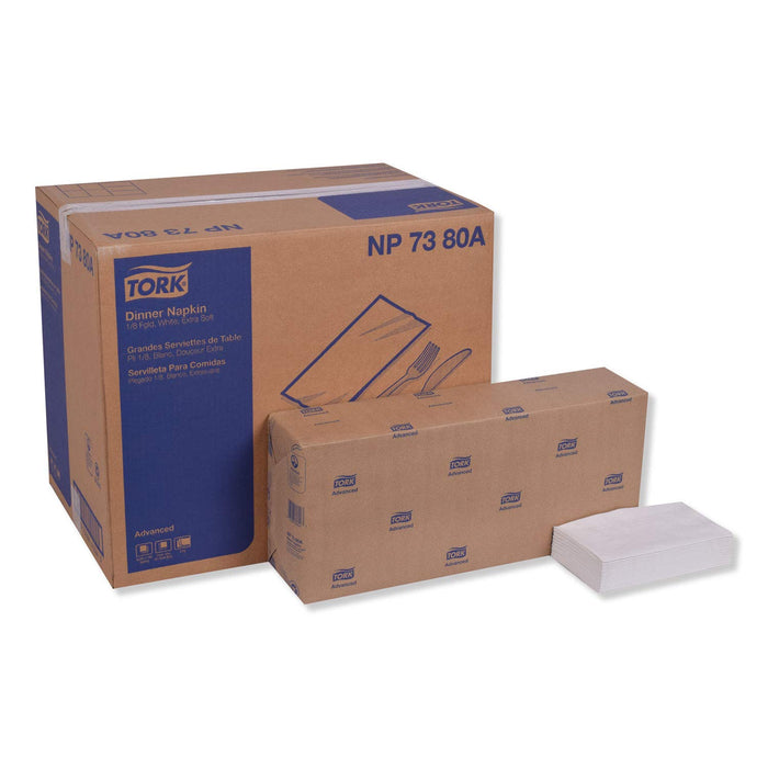 Tork Extra Soft White Dinner Napkin, 1/8 Fold 3-ply, 6 x 290, NP7380A
