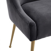 Velvet-Upholstered Side Chair with Gold Stainless Steel Legs by Starlight Canyon Home – Velvet, Grey