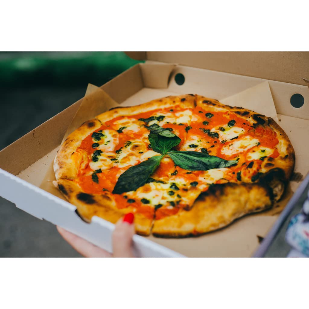 Square Cafe Design B-Flute Corrugated Pizza Box White by Rock Tenn – 50.0 liters, Cardboard, White, Model 118275