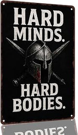 Hard Minds Hard Bodies Spartan Warrior 8 x 12 Inch Aluminum Wall Decor