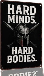 Hard Minds Hard Bodies Spartan Warrior 8 x 12 Inch Aluminum Wall Decor