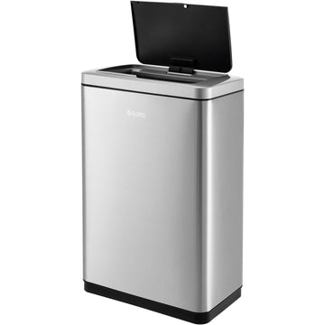 Indoor Rectangular Motion Sensor Trash Can with Plastic by Global Industrial – 12.0 gallons, Stainless Steel, Silver, Model EK9233MT-45L