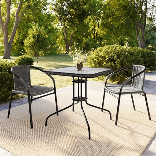 Flash Furniture Grey / Set of 2 / Contemporary Patio Dining Chairs