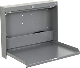 Global Industrial Wall Mounted Fold Down Shop Desk with keyed Lock, 50 Lbs