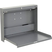 Wall Mounted Fold Down Shop Desk with keyed Lock by Global Industrial – 3.38"L x 20"W x 16.38"H, Steel, Grey, Model 319391