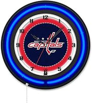 Holland Bar Stool Clk19BKWshCap NHL 19 in. Dia. Washington Capitals Double Neon Wall Clock Black