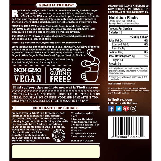Organic Turbinado Cane Sugar by Sugar in the Raw – 96 Ounce (Pack of 1), golden, Model 1463855