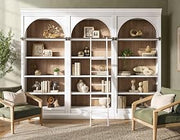 Martin Furniture Contemporary 94" Tall Three Piece Arched Wood Bookcase Wall, Office Shelving, Fully Assembled, White