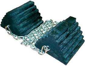 Recycled Rubber Double Wheel Chock Set & 60" Chain, 8" L x 7" W x 5" H