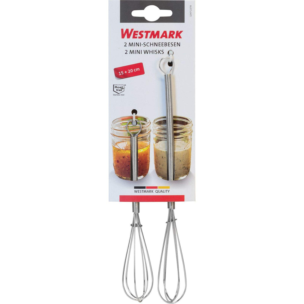 2 mini whisks 15cm + 20cm by Westmark – 15 cm + 20 cm, Silver, Pack of 2, Model 12472270