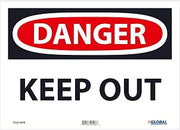 Global Industrial Danger Keep Out Sign, 10x14, Pressure Sensitive Vinyl