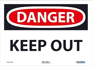 Global Industrial Danger Keep Out Sign, 10x14, Pressure Sensitive Vinyl