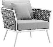 White Aluminum Armchair for Outdoor Dining, Lightweight and Durable, Comfortable 5-Inch Cushion, Elegant Patio Seating for Garden and Deck