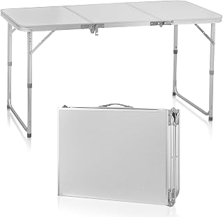 Folding Table for Indoor and Outdoor Use,Tri-Fold Table Aluminum Alloy Camping Table Portable Folding Table,Aluminum Alloy Rectangular Table for Camping Mesa Plegable Silla