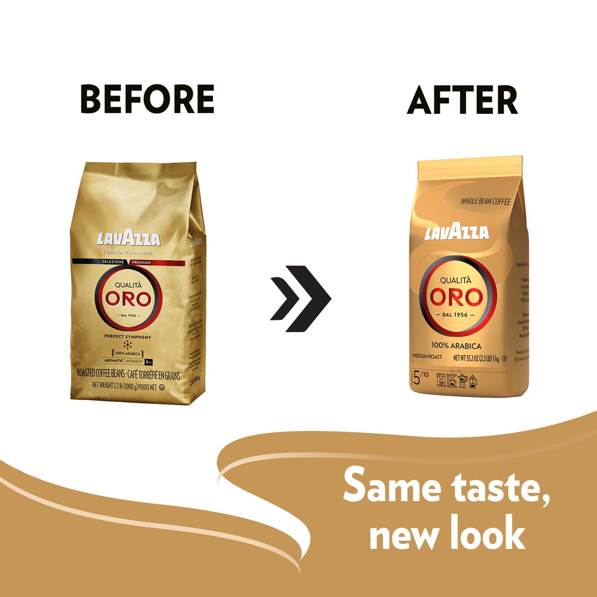 QualitÃ Oro Whole Bean Blend by Lavazza – 2.2 Pound (Pack of 1), Gold, Model 041953019435