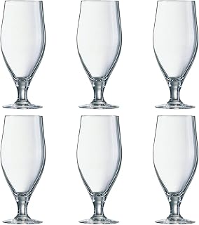 Arcoroc 1A01O Cervoise Stemmed 2/3rd Pint Glass, CE Marked, 380mL Capacity, Pack of 6