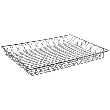 Wire Display Basket Rectangular Chrome Plated Pastry Basket Bakery Tray - 24" L x 18" W x 2" H by HUBERT – Metal, Silver